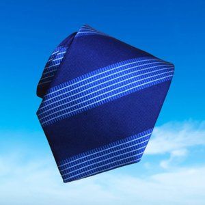 Giorgio Armani Navy Blue Striped Regimental Silk Men's NECK Tie made in Italy